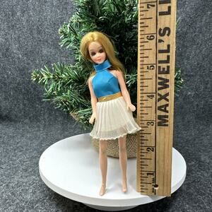 Vintage 1970 Topper Dawn Doll Rooted Hair Blue Dress Hong Kong S11A